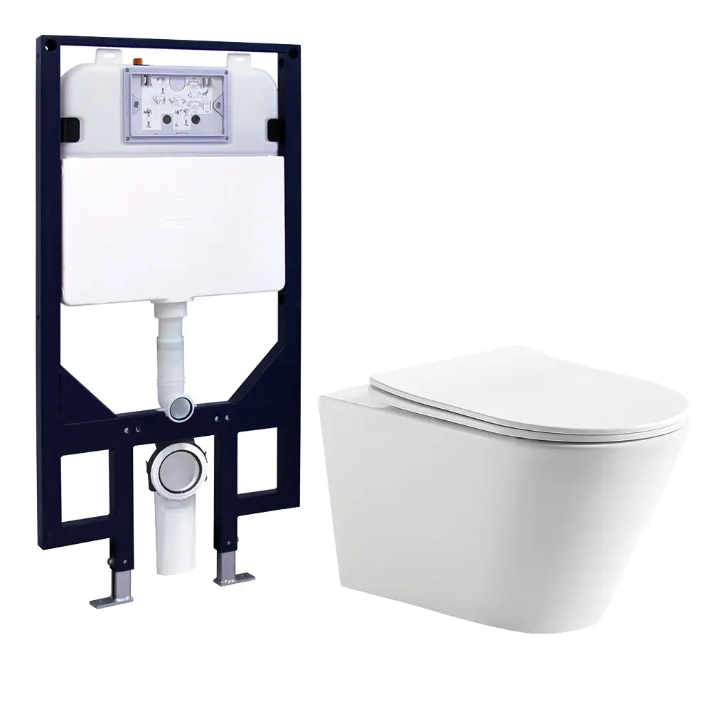 [56215] Agena R&T Inwall Wall Hung Toilet Suite Agena Tonardo Rimless Flush Wall-Hung Pan