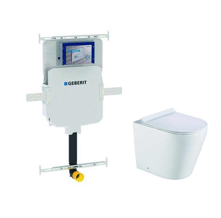 [56163] Agena Sigma Inwall Floor Toilet Suite Rimless Wall Faced Floor Pan