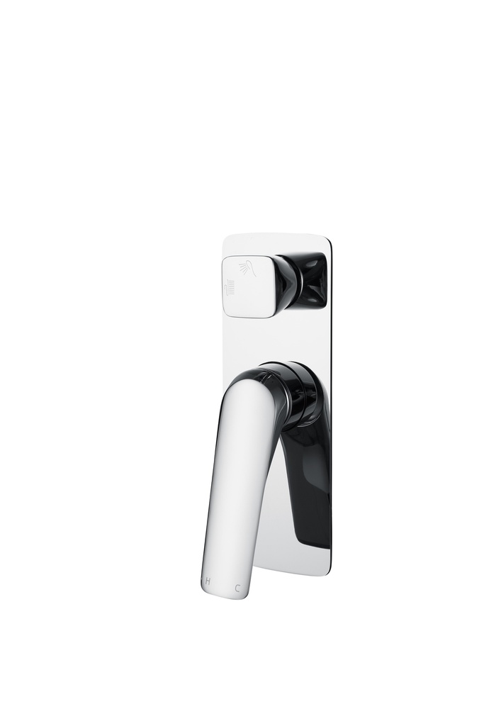 [40072] Au Square Chrome Shower/Bath Wall Mixer with Diverter