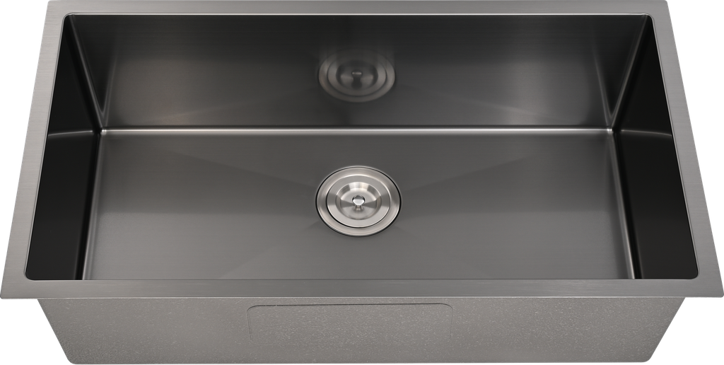 [56017] Bowl Size:720X400X230mm Overall Size:760X440X230mm Gun Metal Kliff Hand Made Stainless Steel Sinks