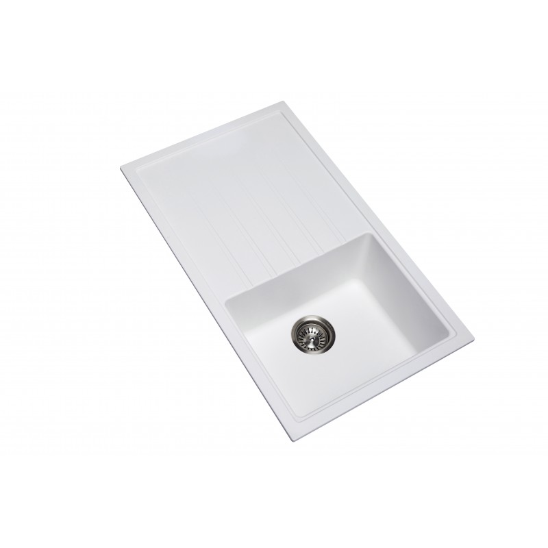 [40558] Carysil Vivaldi White Single Bowl with Drainer Granite Kitchen Sink 860*500mm