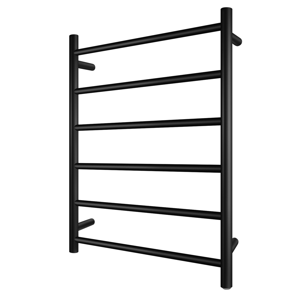 [40446] Chrome Black Electric Heated Towel Rack 6 Bars