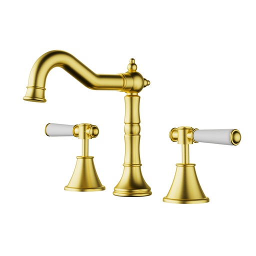 [44306] Clasico Basin Set Ceramic Hahdle Brushed Gold Lead Free