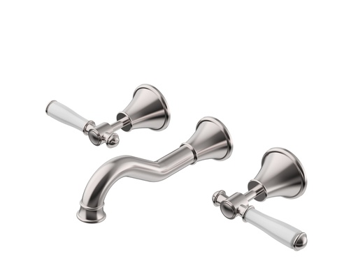 [44291] Clasico Bath Set Ceramic Hahdle Brushed Nickel Lead Free