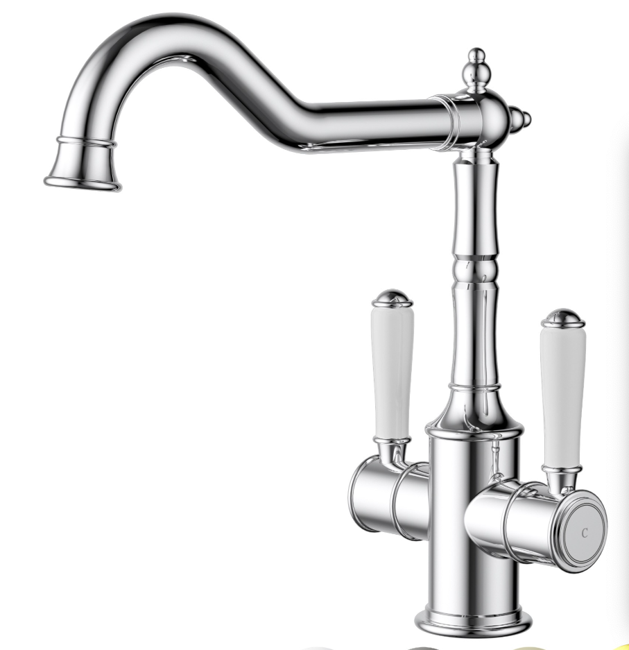 [44666] Clasico Twin Handle Sink Mixer Ceramic Handle Chrome