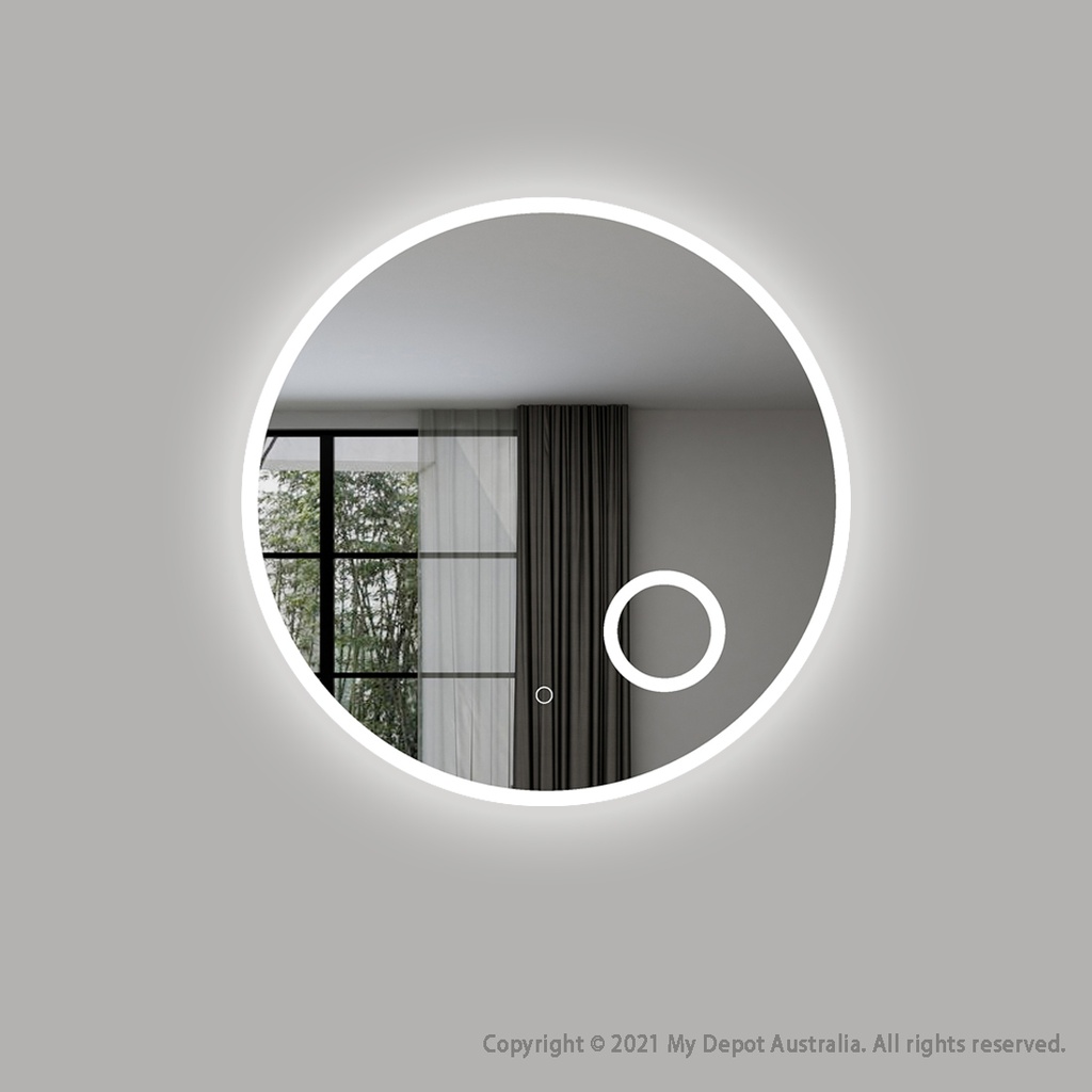 [86109/UL900AMM] D900mm Round 3 Color Frontlit LED Mirror With Magnifier(Touch Sensor Switch)