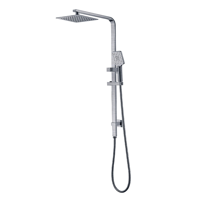 [55070] Eckig Brushed Nickel Sliding Rail With 3 Spray Function Hand Shower