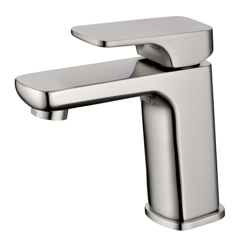 [44163] Eden Round Cornered Rectangle Handle Basin Mixer Brushed Nickel Lead Free