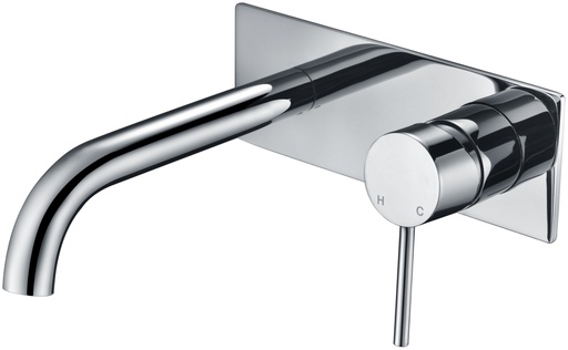 [43217] Hali Chrome Wall Basin Mixer With Curved Spout