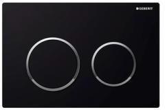 [50203] Kappa 21 Dual Flush/Access Plate (ABS) Black Plate And Buttons With Bright Chrome Rings