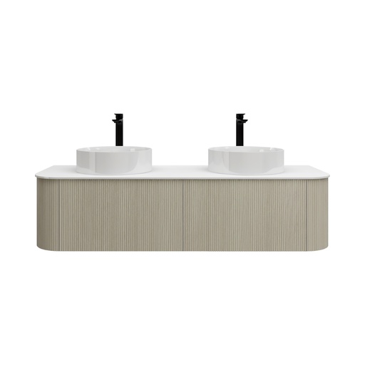 [93300/KC155W-CO] Kiama 1488Lx493Dx347Hmm Coastal Oak 2/DW Curved Wall Hung Vanity