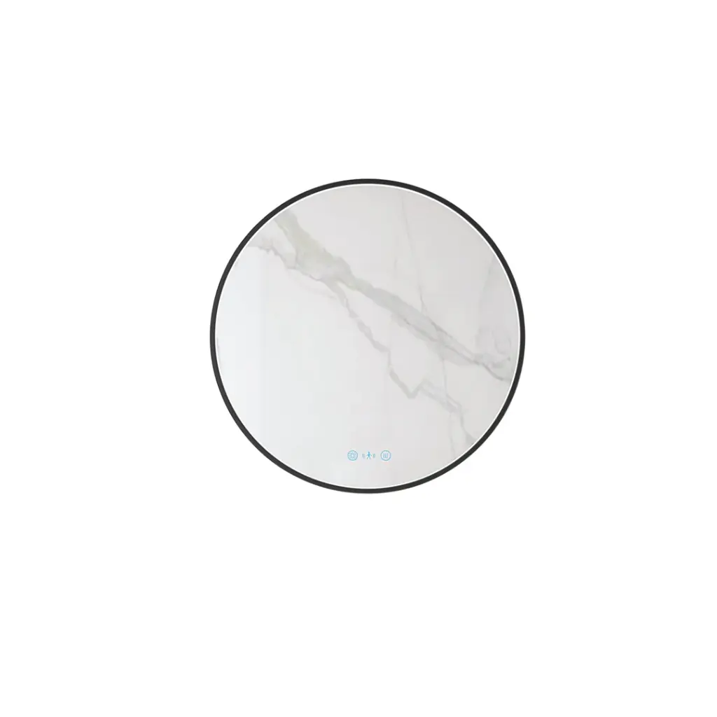 [50634] Maia Series 900x900x45mm Matt Black Round LED Mirror