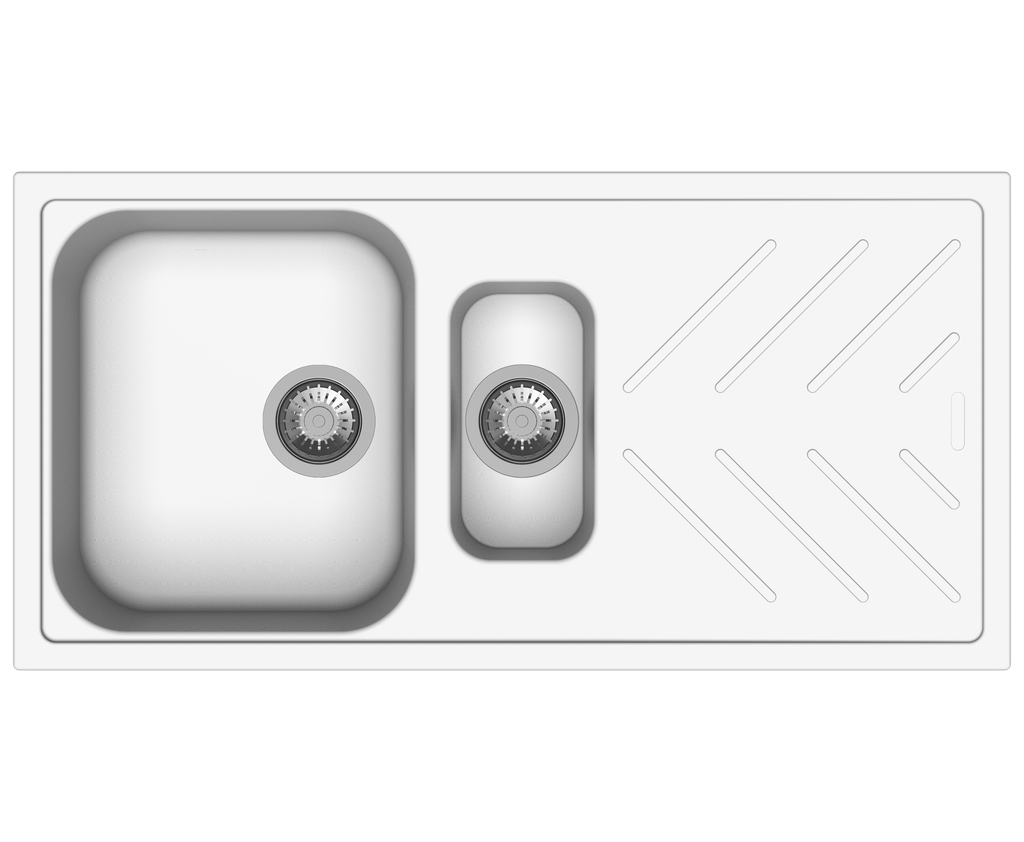 [40580] New Beethoven D150 Snova White 1 and 1/4 Bowl Granite Kitchen Sink 1000*500mm