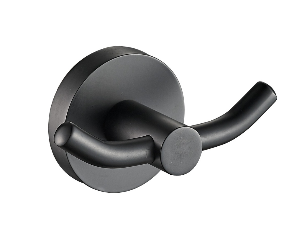 [43677] Otus Round Double Robe Hook  Matt Black(Matt Black)