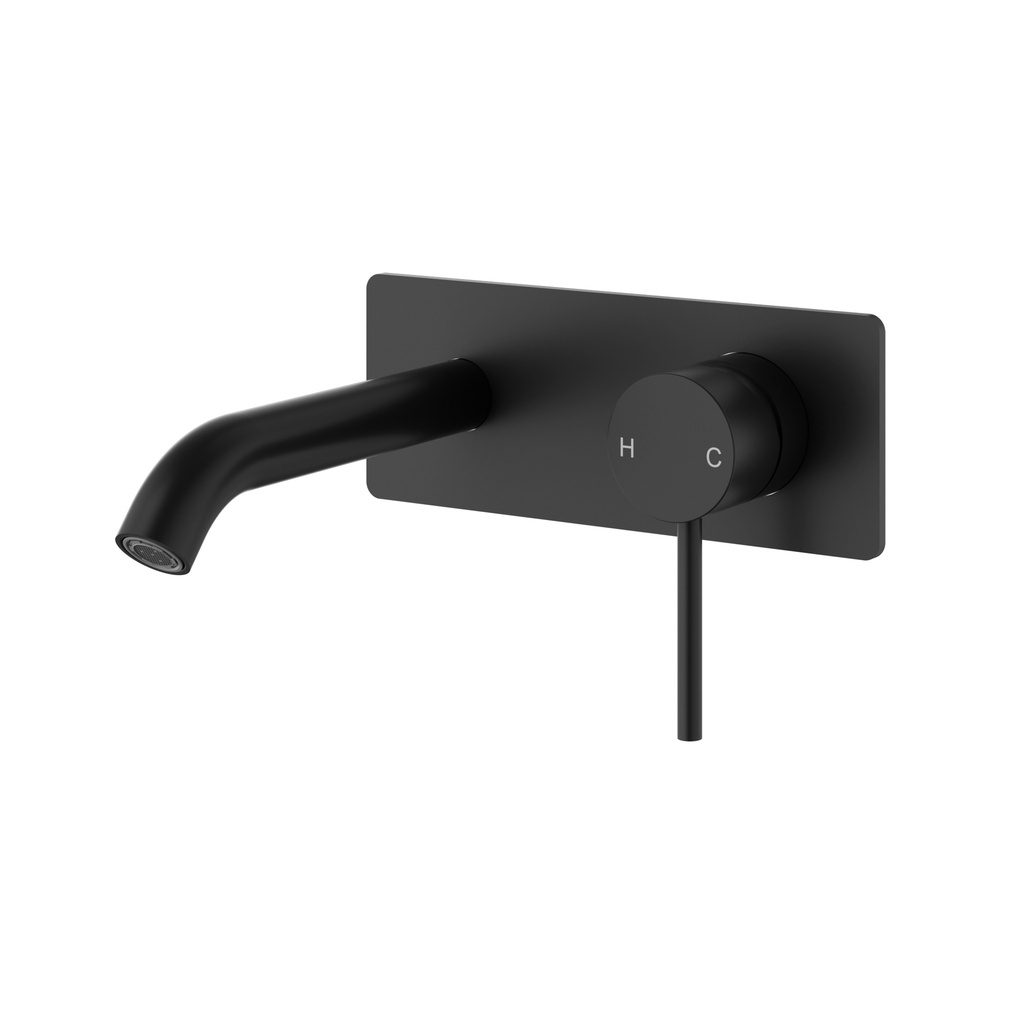 [44937] Otus Slimline Wall Basin Mixer Trim Kit 220mm Spout Matt Black