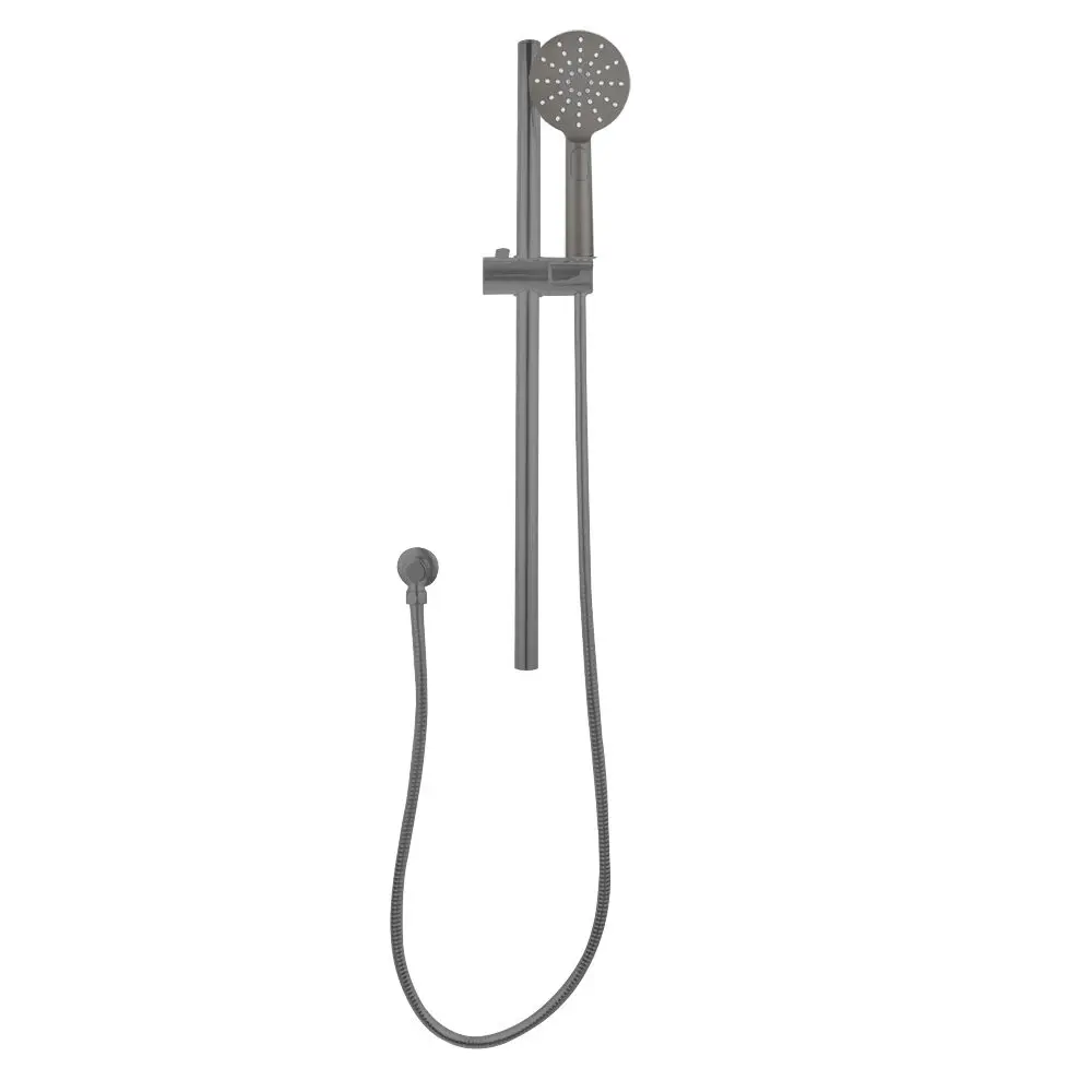 [40858] Pentro Gun Metal Grey Round Handheld Shower Rail Set
