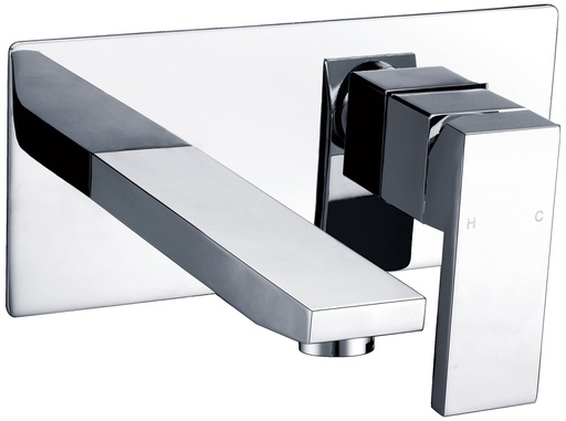 [44128] Rosa Rectangle Handle Wall Basin Mixer Chrome Lead Free