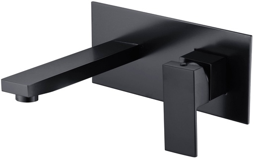 [44129] Rosa Rectangle Handle Wall Basin Mixer Matt Black Lead Free