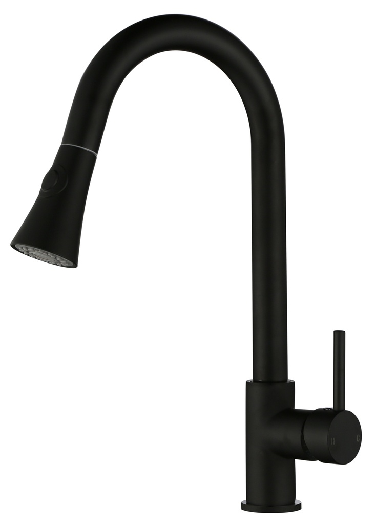 [40410] Round Black Pull Out Kitchen Sink Mixer Tap