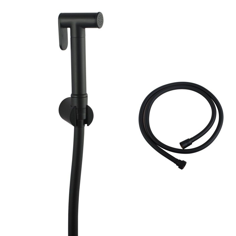 [40432] Round Black Toilet Bidet(PVC Hose & ABS Holder)