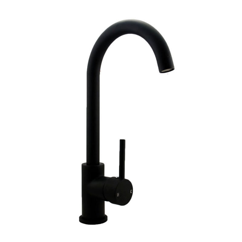 [40412] Round Matt Black Kitchen Sink Mixer Tap