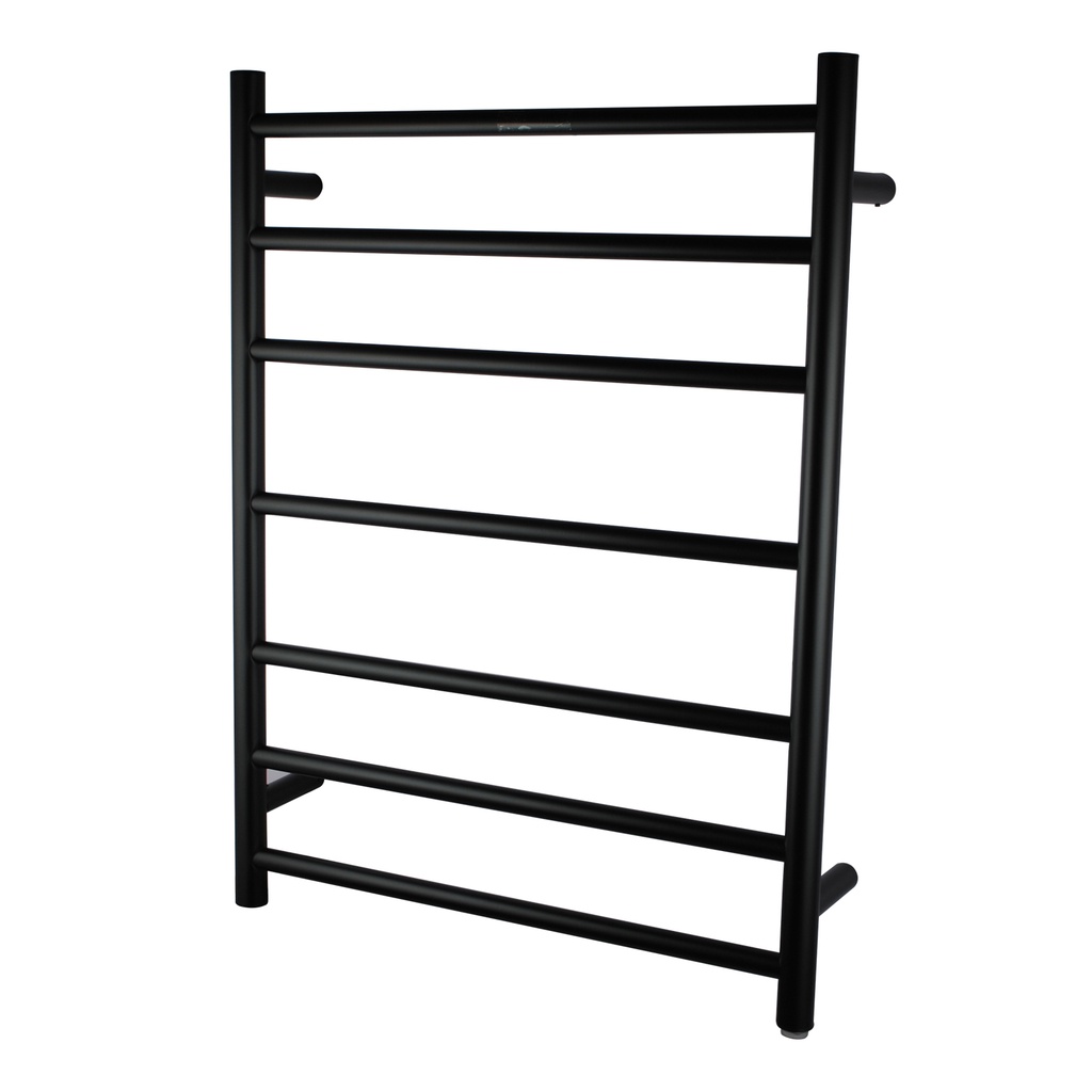 [40450] Round Matte Black Electric Heated Towel Rack 7 Bars