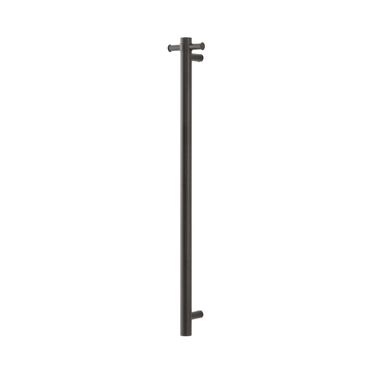 [41505] Round Vertical Brushed Gun Metal Grey Electric Heated Towel Rack Single Bar