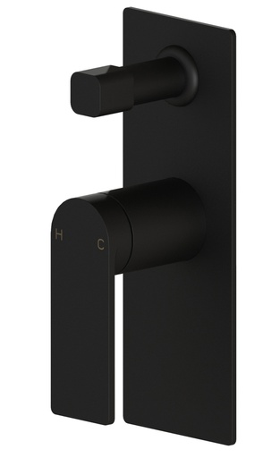 [43773] Ruki Matt Black Wall Mixer With Diverter Lead Free