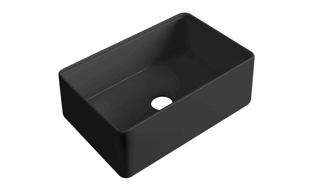 [56027] Size:760*459*254mm Bowl Size:724*423*232mm Matte Black Rocca Fine Fireclay Farm House Buttler Sink Single Bowl Grid And Waste Included