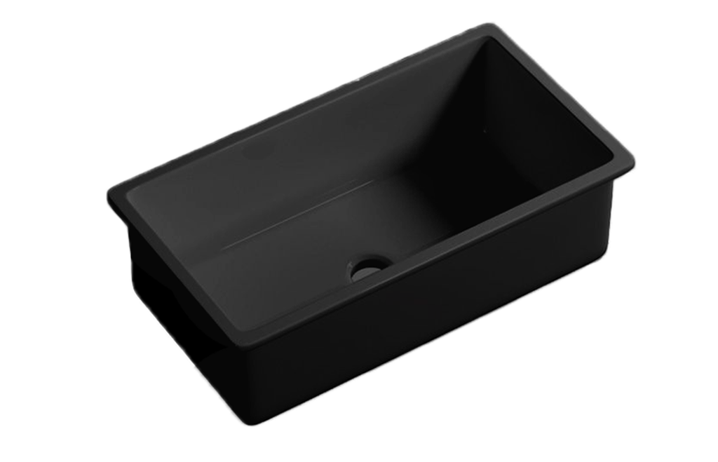 [56038] Size:813*483*254mm Matte Black Procida Fine Fireclay Inset/Undermount Sink Single Bowl,Grid And Waste Included