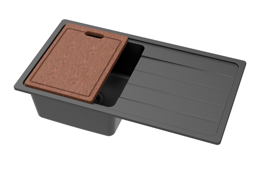 [55997] Size:864*484*235mm Bowl Size:380X400X235mm Matte Black Gabrio Granite Sink With Work Station