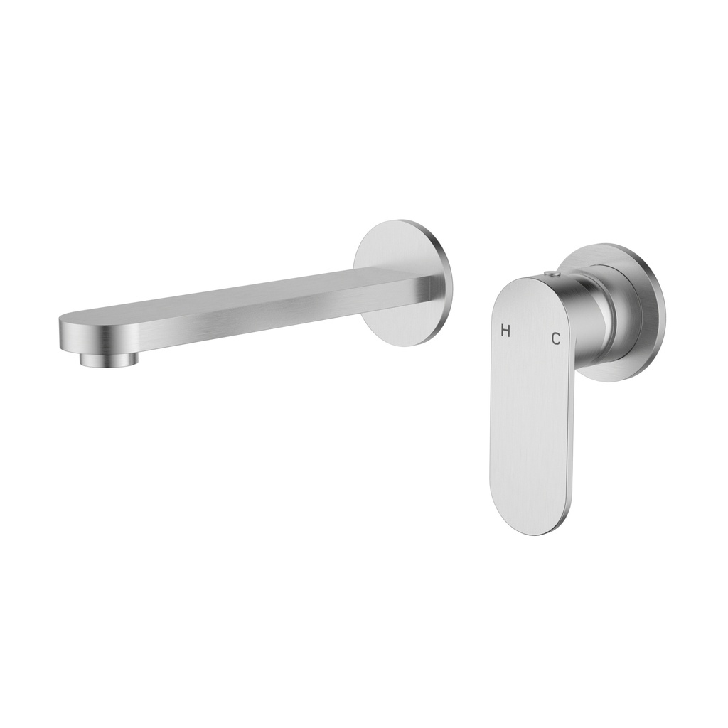 [44897] Sora SS Wall Basin Mixer Trim Kits With Separate Back Plate Brushed Stainless Steel