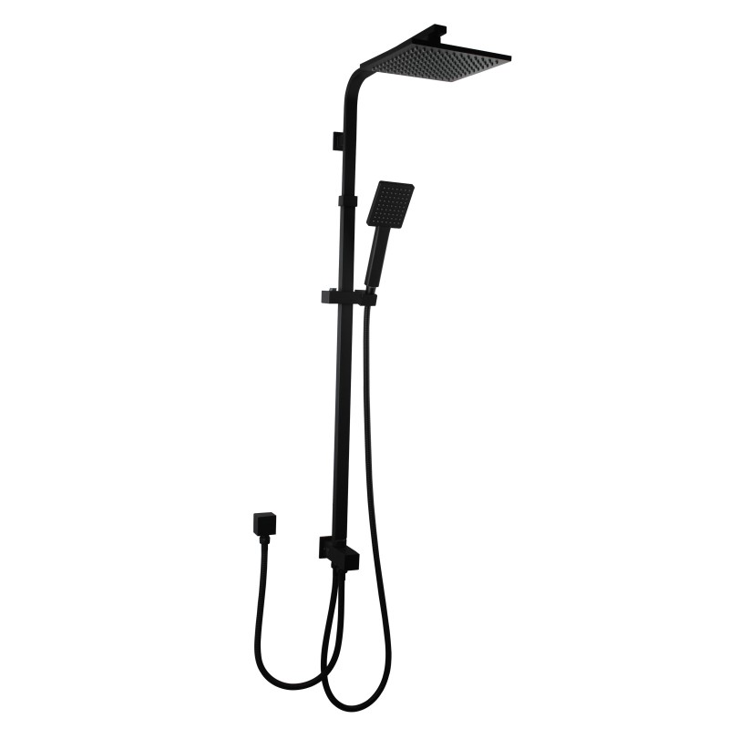 [40267] Square Black Shower Station without Shower Head and Handheld Shower