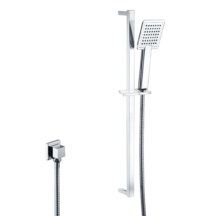 [40260] Square Chrome Handheld Shower Rail