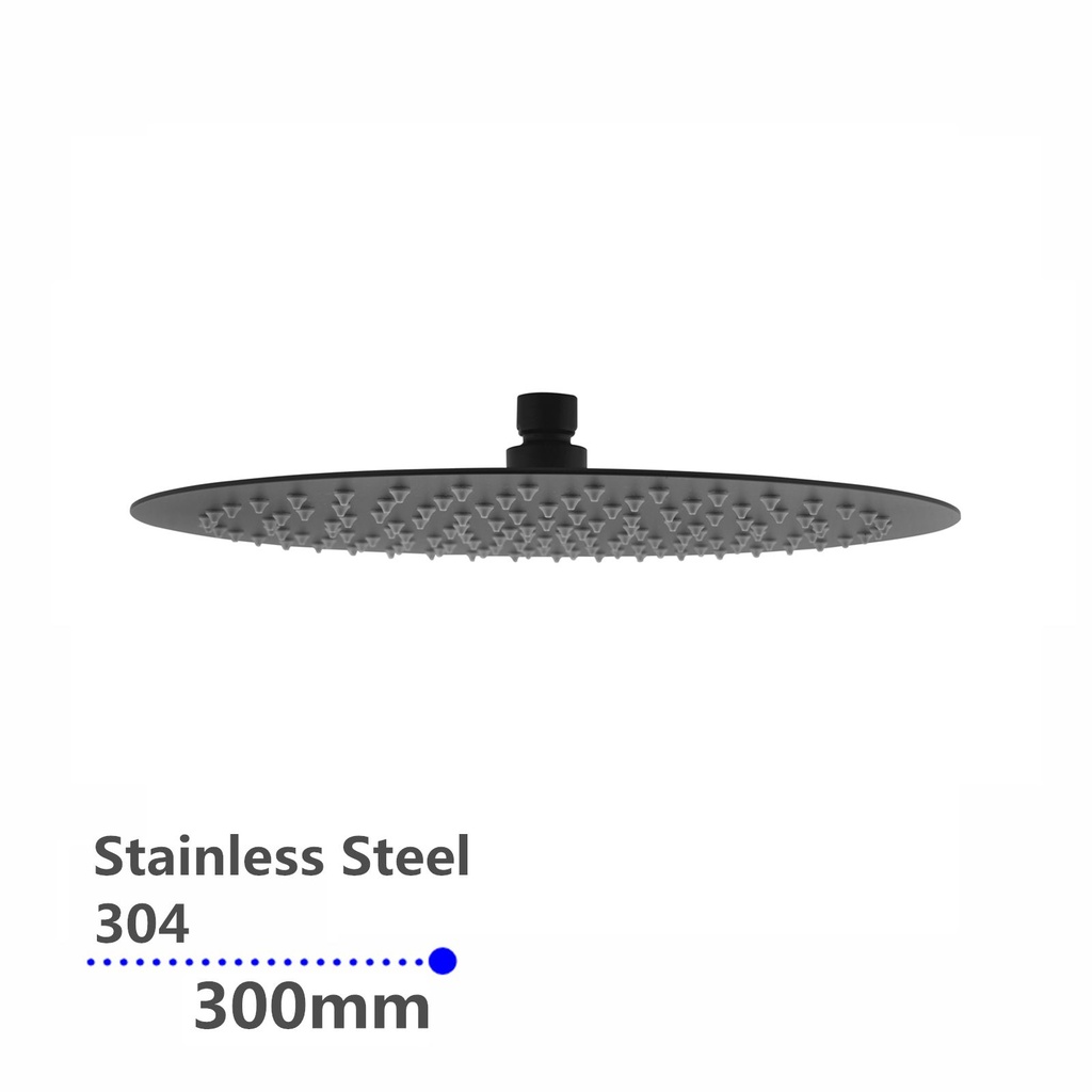 [40355] Super-slim Round Black Rainfall Shower Head 300mm
