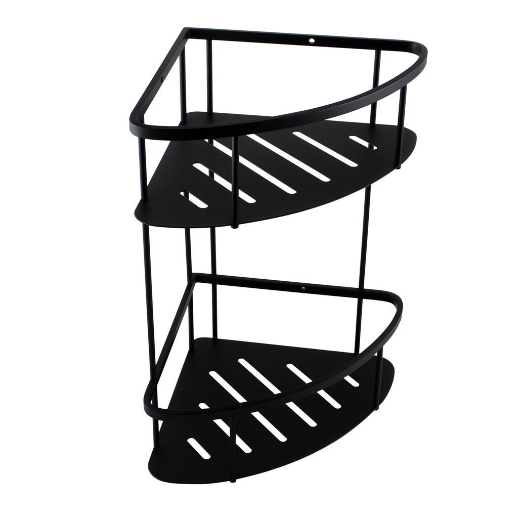 [40215] Vog Matte Black Stainless Steel 2 Tier Shower Caddy Shelf