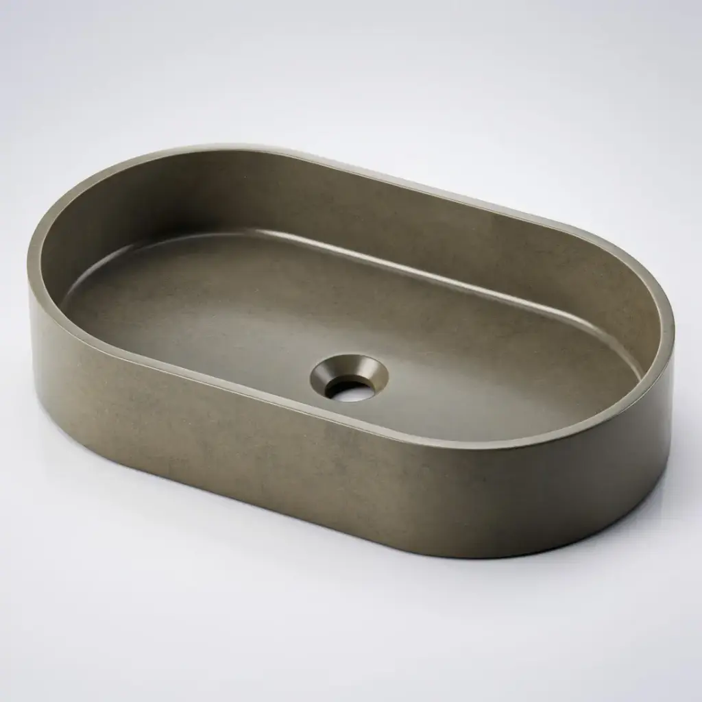 [43357] Zale Concrete Oval Basin Grey 600 x 350 x 120 NTH(Dark Grey)