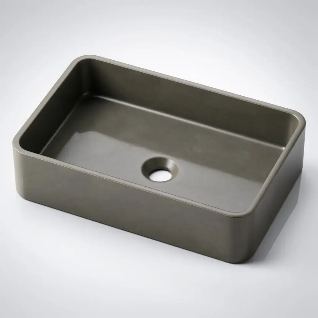[43356] Zale Concrete Rectangle Basin Grey 500 x 350 x 120 NTH(Dark Grey)